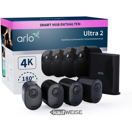 Arlo Ultra 2 4K biztonsági rendszer 4 kamerával (fekete)