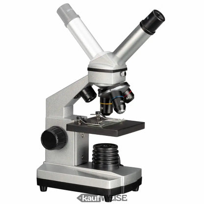 Silberner Binokularmikroskop aus dem Bresser Junior Mikroskop Set 40x-1024x im Sale