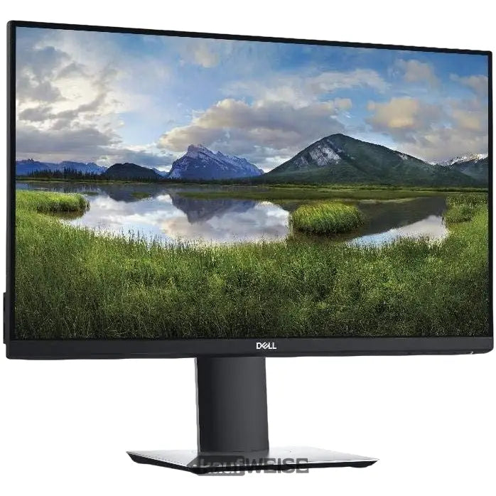 Dell P2421DC 24’’ QHD Monitor mit schwarzem Rahmen, Höhenverstellung und Landschaftshintergrund