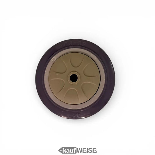 Dunkelviolettes Gummirad mit beigem Felgenhub, 100x32, Hoverkart Ersatzrad 4 Zoll grau