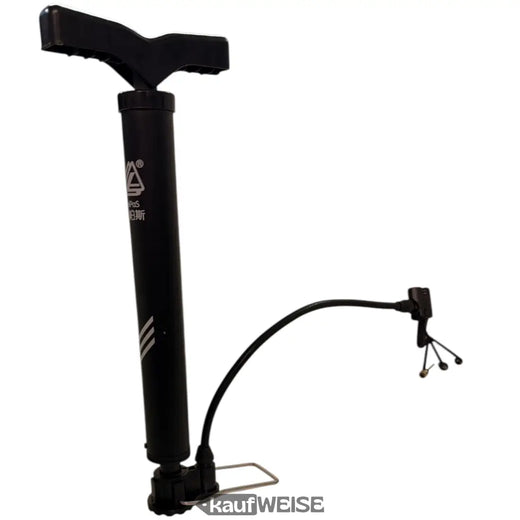 LeiPoS Mini Állványos Kerékpár Pumpa Fekete | Hordozható és Teleszkópos (33-52 cm) | 3 Adaptert Tartalmaz | Kompakt Légpumpa