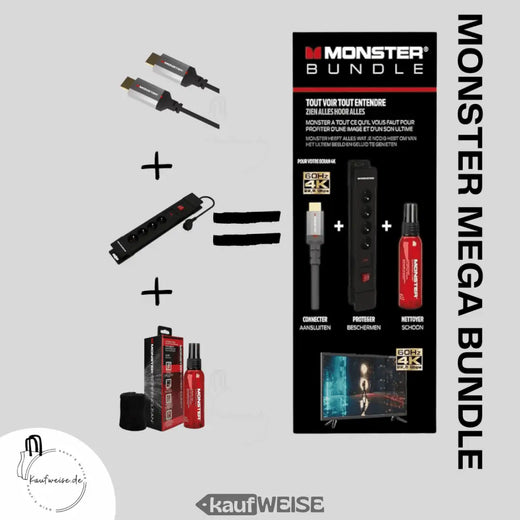 Monster Pack HDMI 8K - 4K 120Hz 48GBPS 1,8m + SCREENCLEAN 60ML + Power 4 aljzat