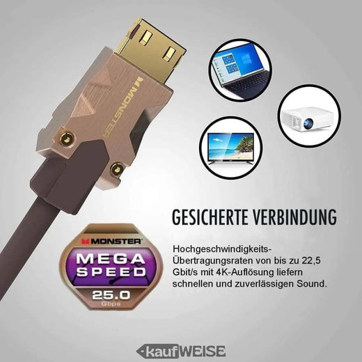 Monster M2000 HDMI kábel 5m | 25 Gbps hipersebesség | UHD 4K HDR10+ | V-Grip arany érintkezők