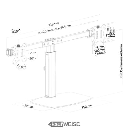 Schwarzer und silberner verstellbarer Monitorarm NewStar FPMA-D865DBLACK