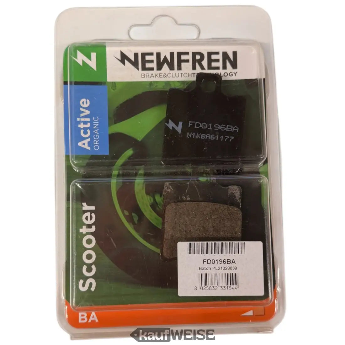 Newfren Active Organic Bremsbeläge FD0196BA in transparenter Verpackung