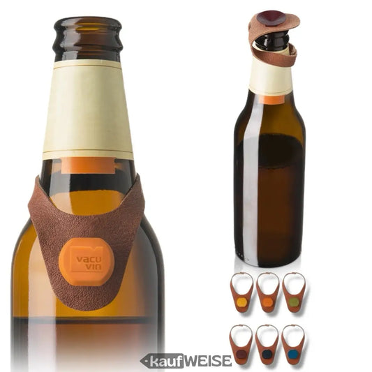 Bierflasche mit Lederschutzring, ideal als Vatertagsgeschenk