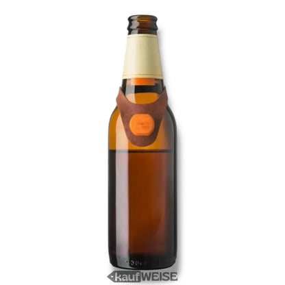 Braune Bierflasche mit Lederschutzhülle, cooler Vatertag Geschenkidee