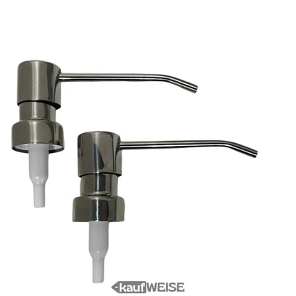 Zwei Edelstahl Seifenspender im Pumpen Set für Bad und Küche