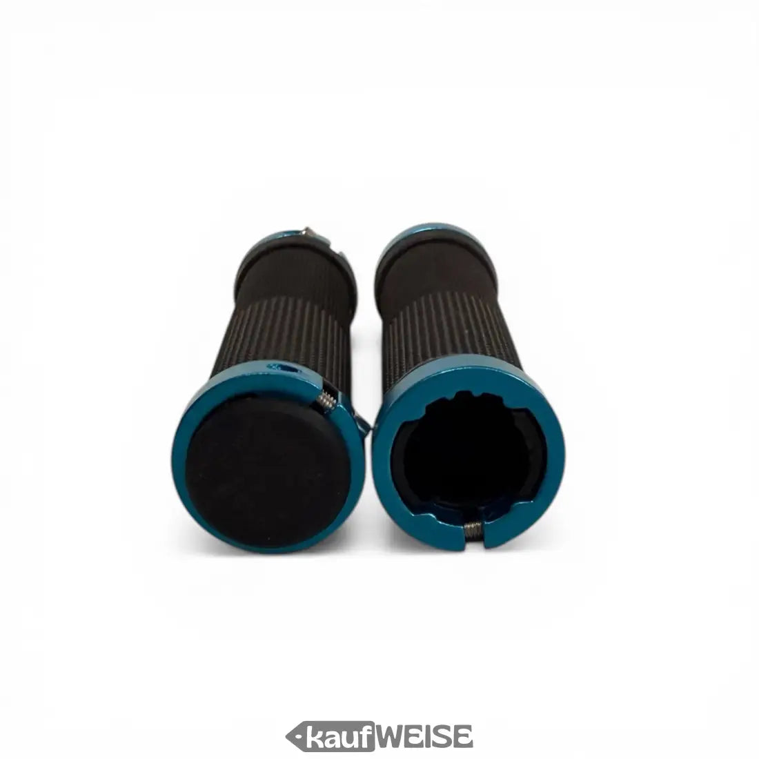 Teal und schwarze urban armor fahrradgriffe mit rutschfesten gummimanschetten für stunt scooter bmx und mtb